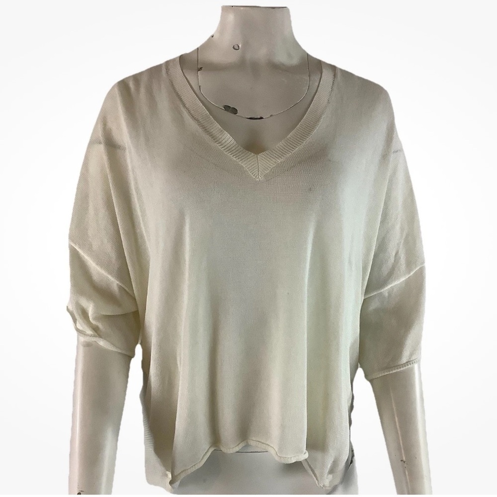 Anthropologie Sz XS Lightweight Dolman Sleeve Sweater Cream Rayon Semi Sheer